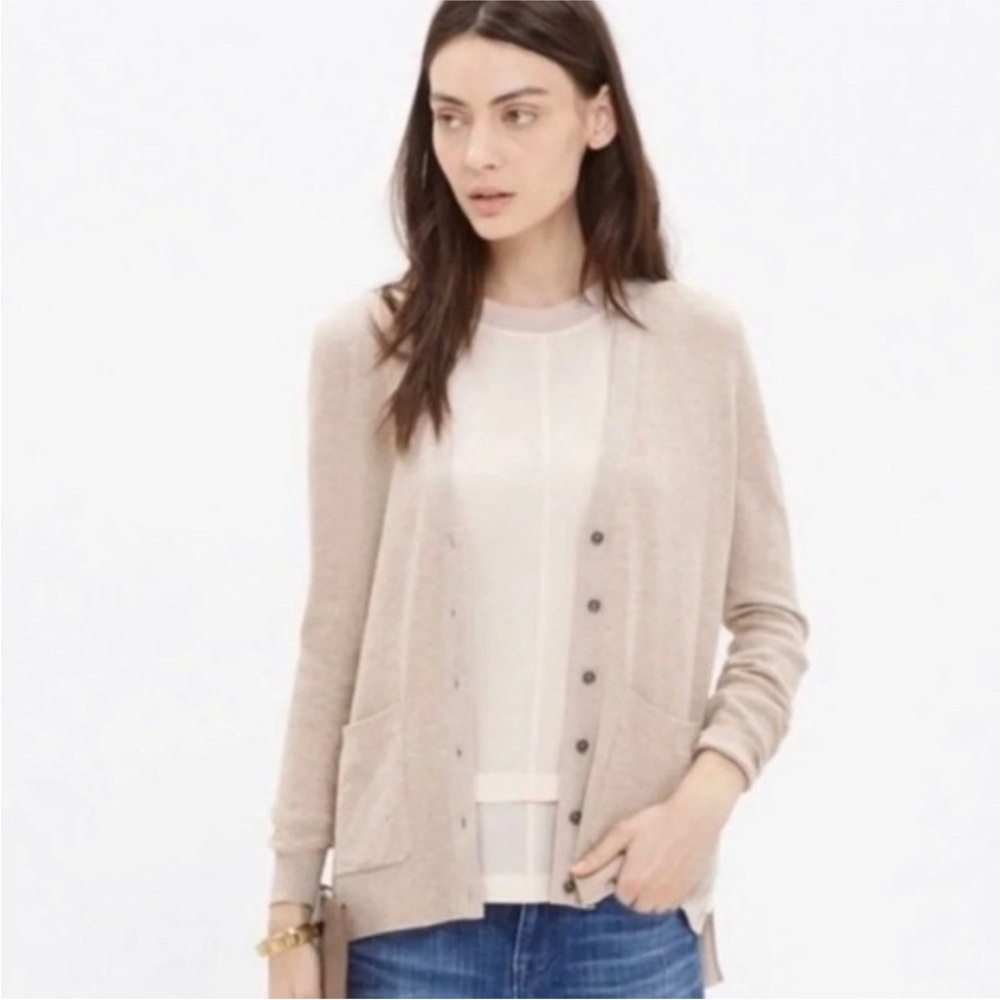 Madewell Beige Cardigan Sweater C0324 Small Pockets Career Business Professional
